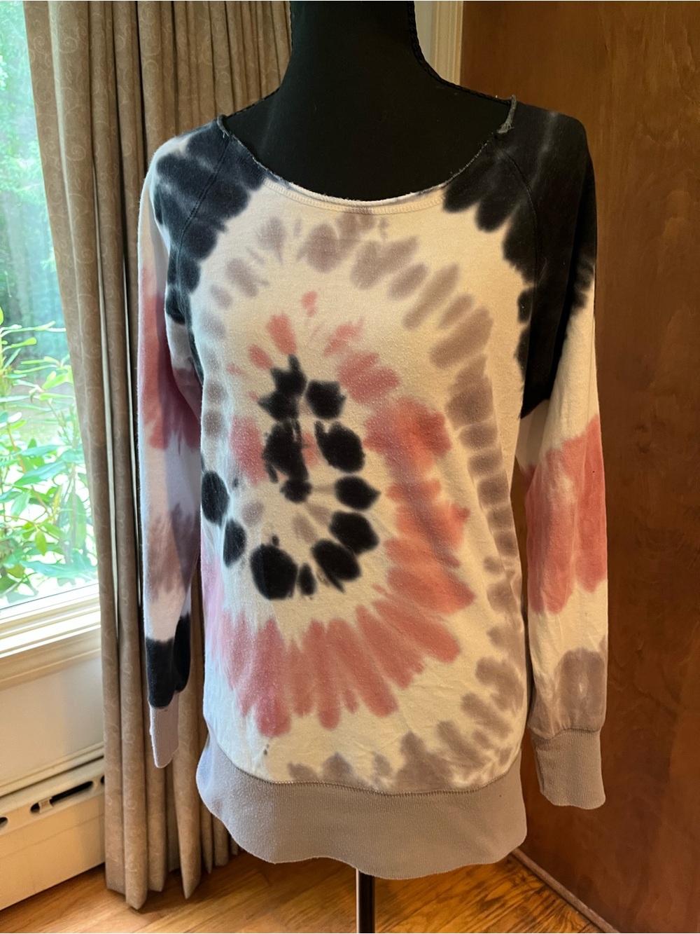 Chance or Fate Tie-Dye Crewneck Sweater in Pink, Black & Gray